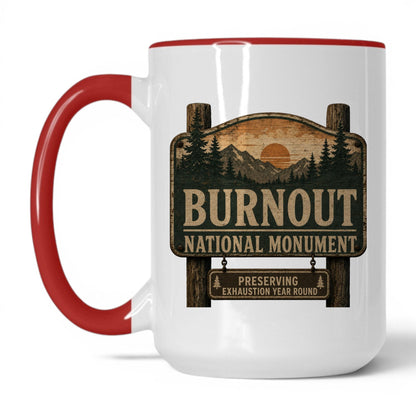 Burnout National Monument Mug – 15oz White/Red Mug