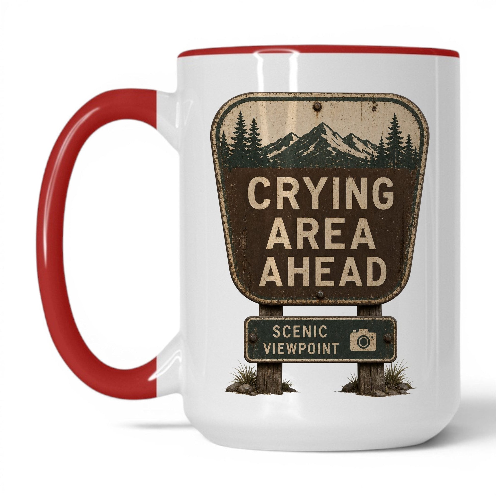 Crying Area Ahead Mug – 15oz White/Red Mug