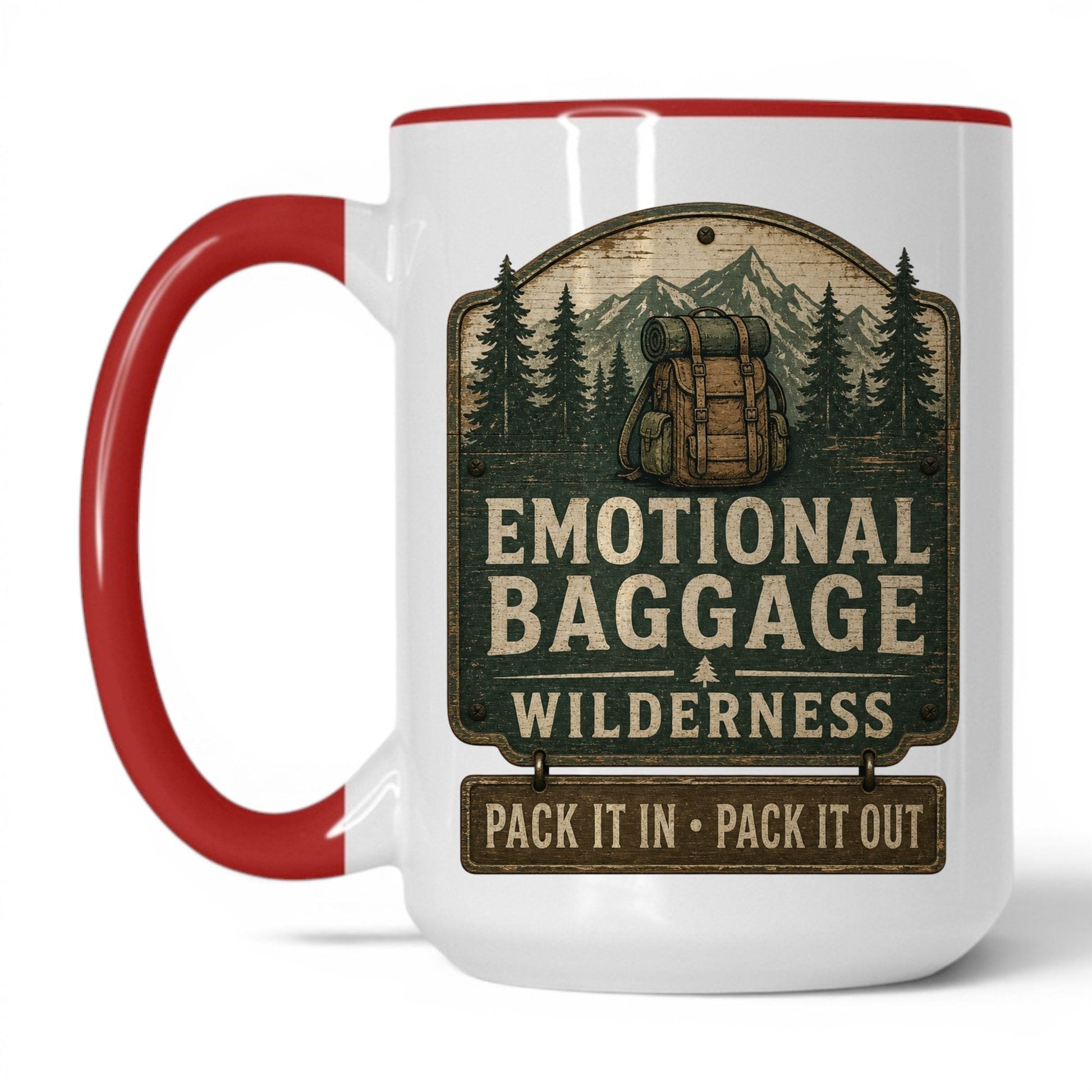 Emotional Baggage Wilderness Mug – 15oz White/Red Mug