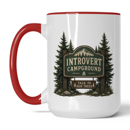 Introvert Campground Mug – 15oz White/Red Mug