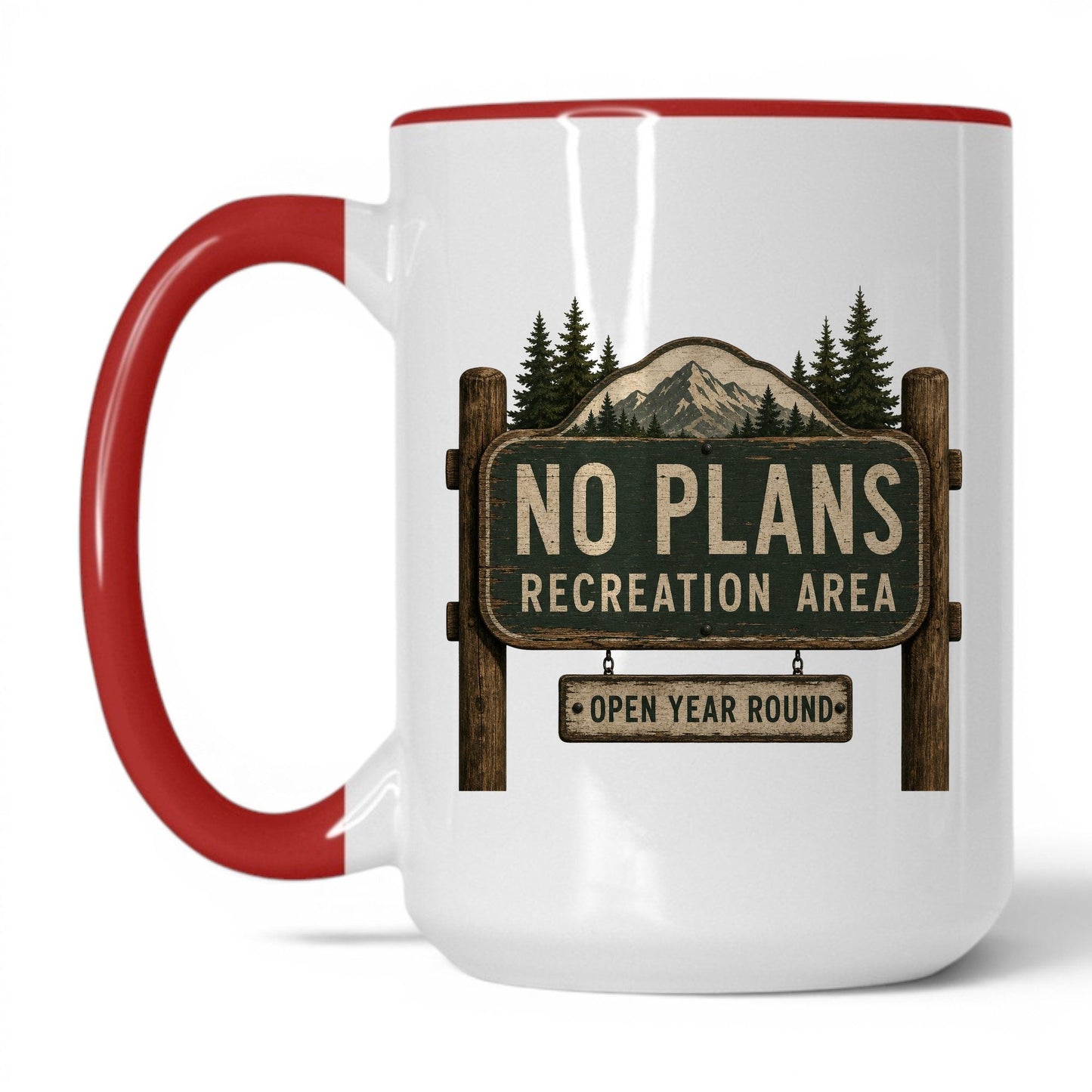 No Plans Recreation Area Mug – 15oz White/Red Mug