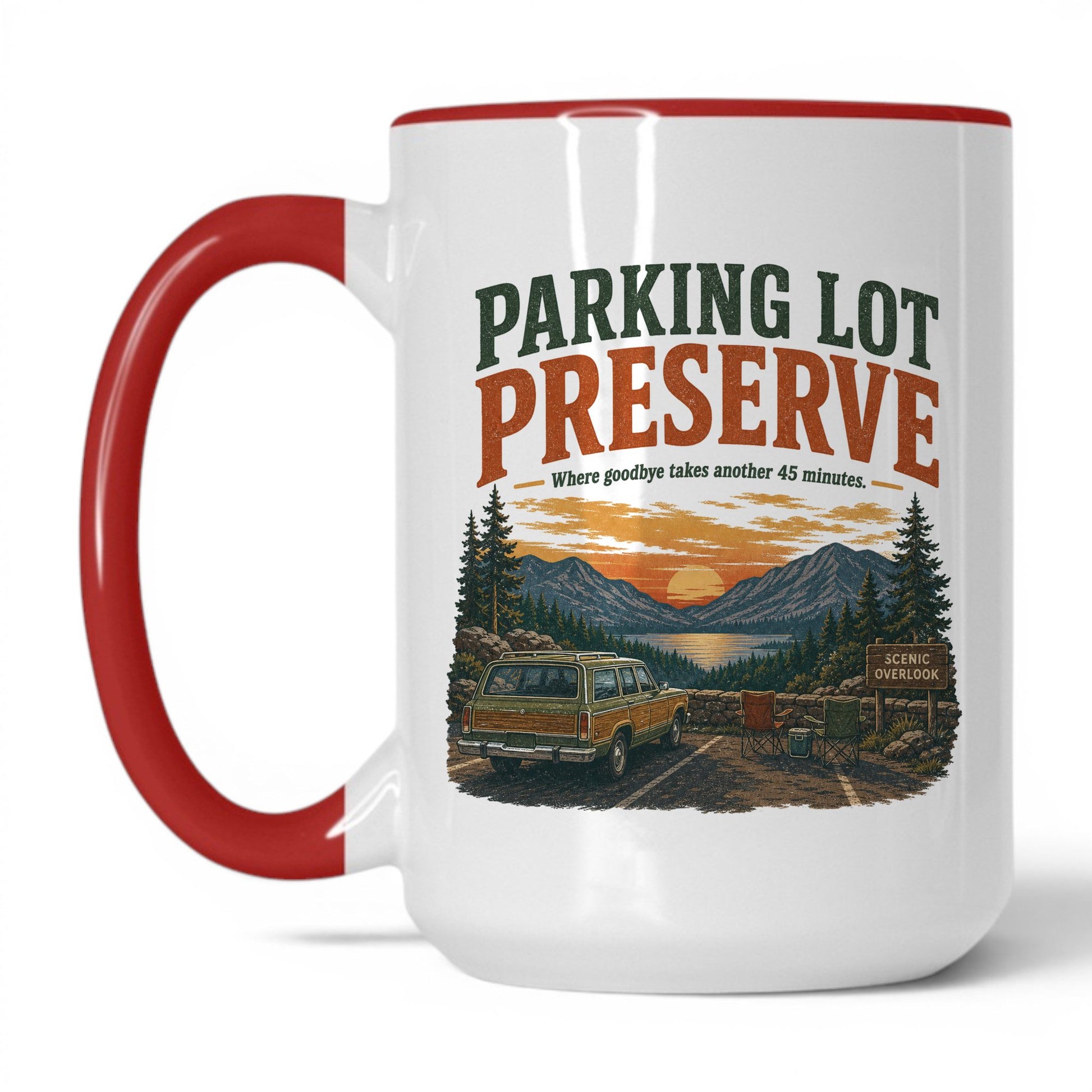 Parking Lot Preserve Mug – 15oz White/Red Mug