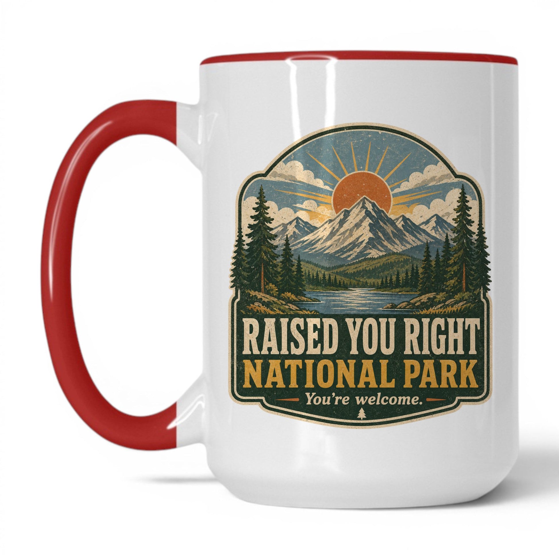 Raised You Right National Park Mug – 15oz White/Red Mug