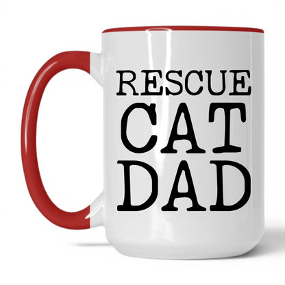 Rescue Cat Dad 15oz white and red coffee mug