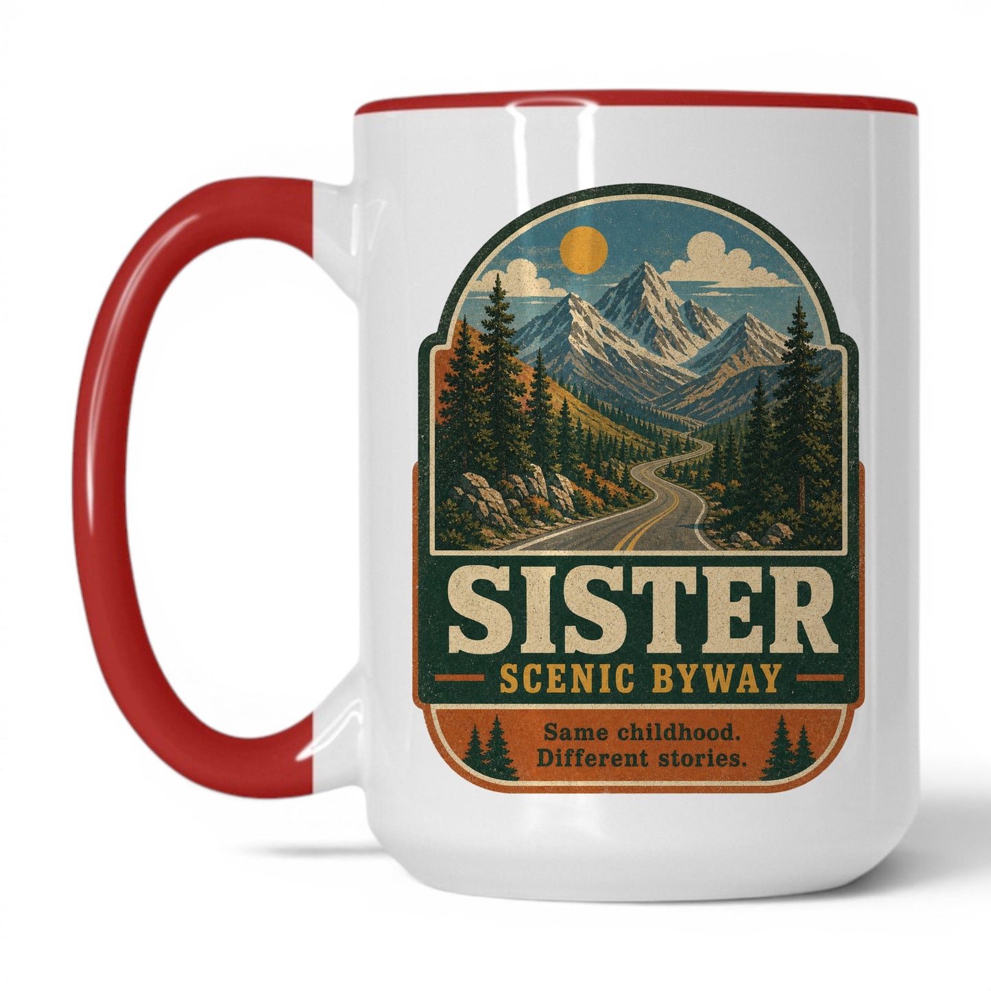 Sister Scenic Byway Mug – 15oz White/Red Mug