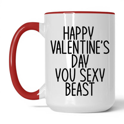Happy Valentine's Sexy Beast Mug – 15oz White/Red Mug