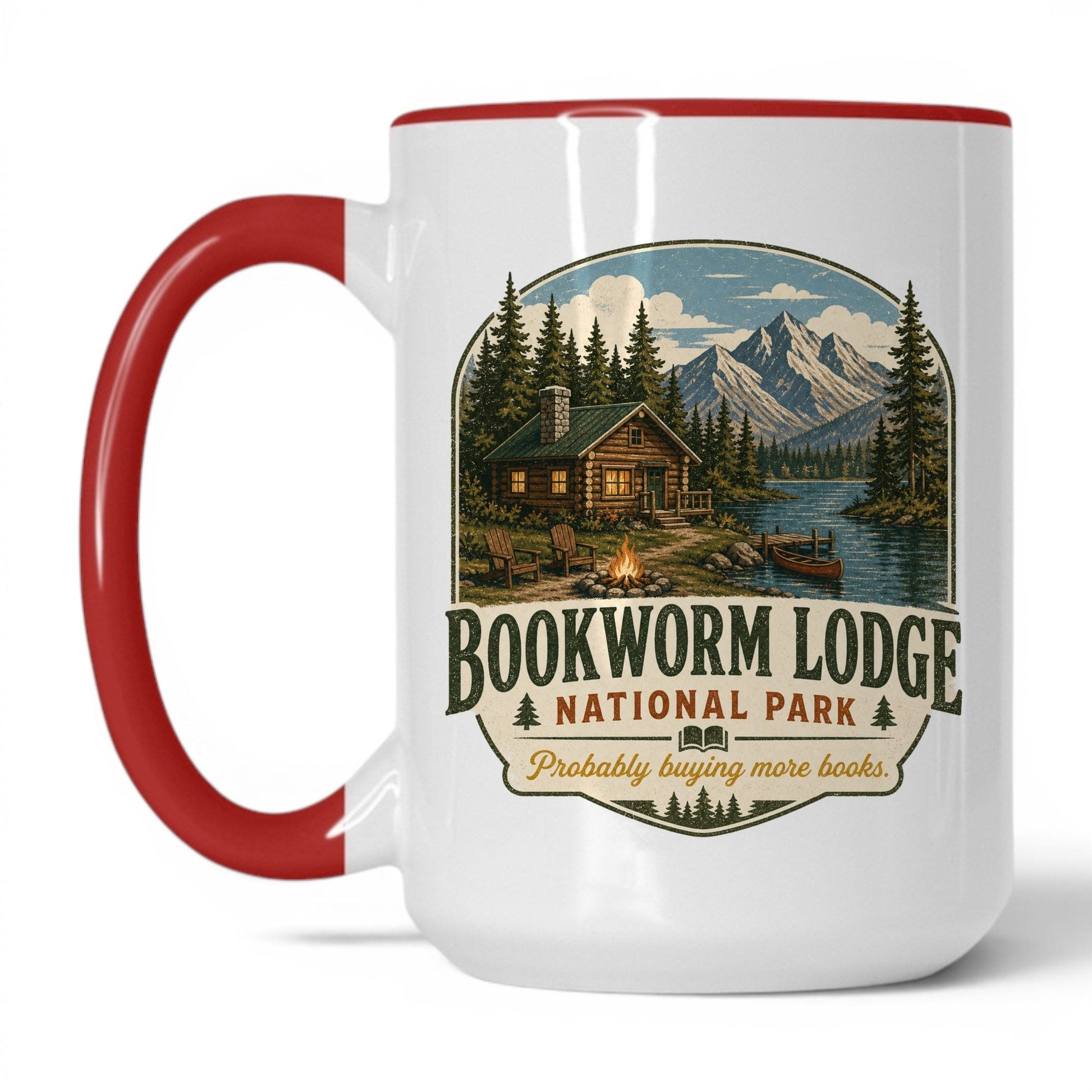 Bookworm Lodge National Park Mug – 15oz White/Red Mug