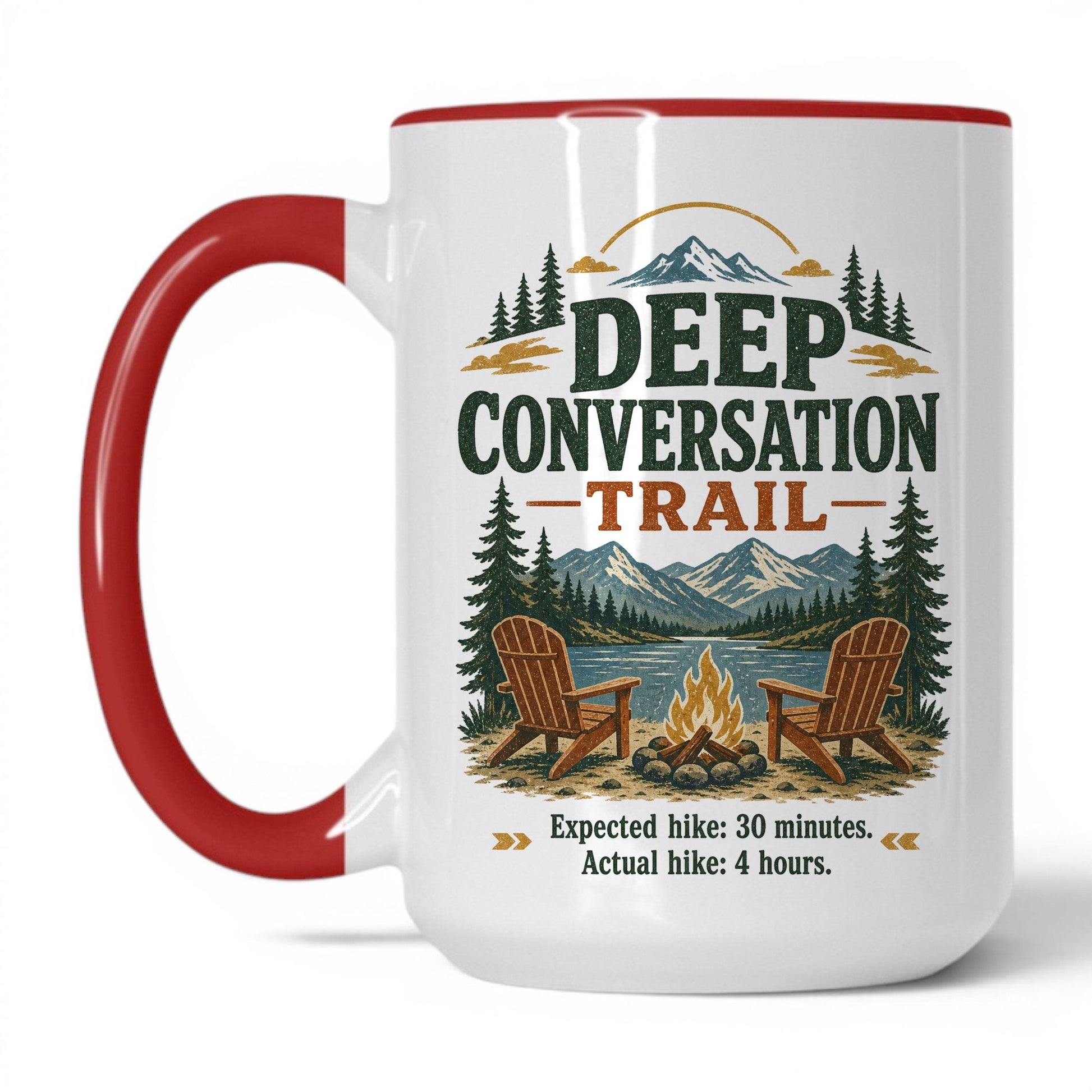 Deep Conversation Trail Mug – 15oz White/Red Mug