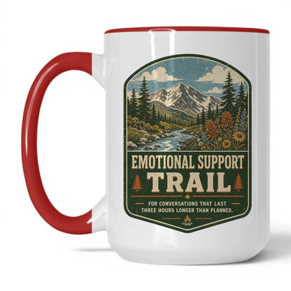 Emotional Support Trail Mug – 15oz White/Red Mug