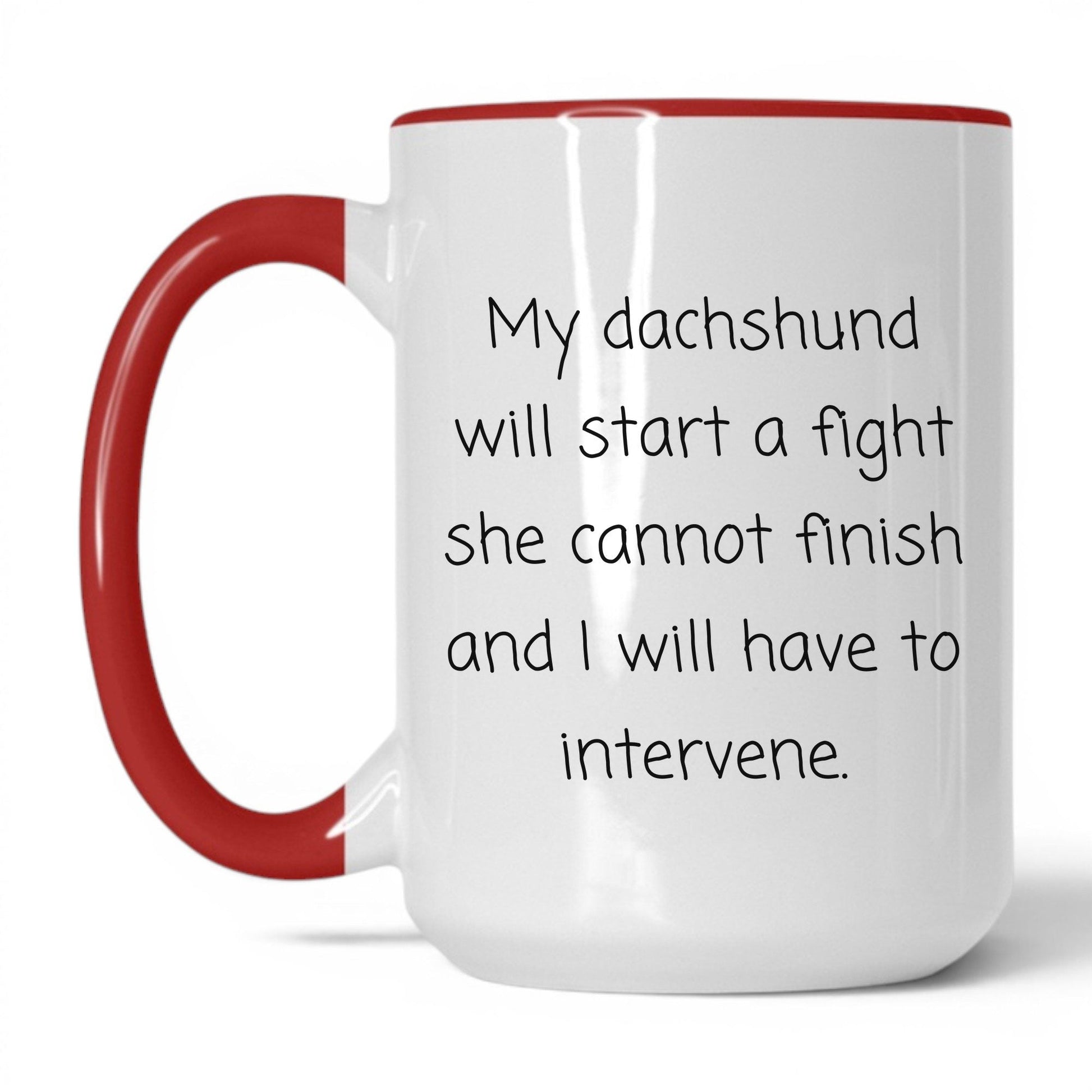 Feisty Doxie Mug – 15oz White/Red Mug