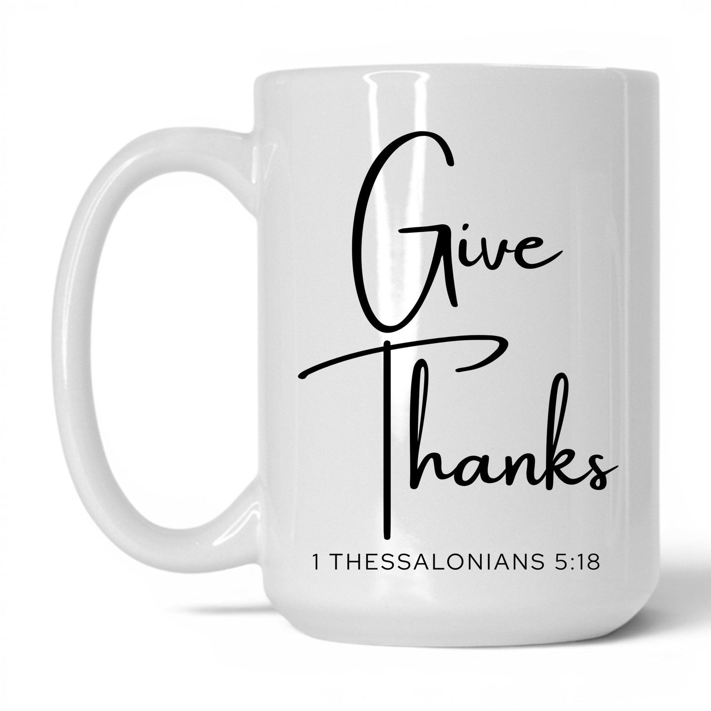 Give Thanks Mug – 15oz White/Pink Mug