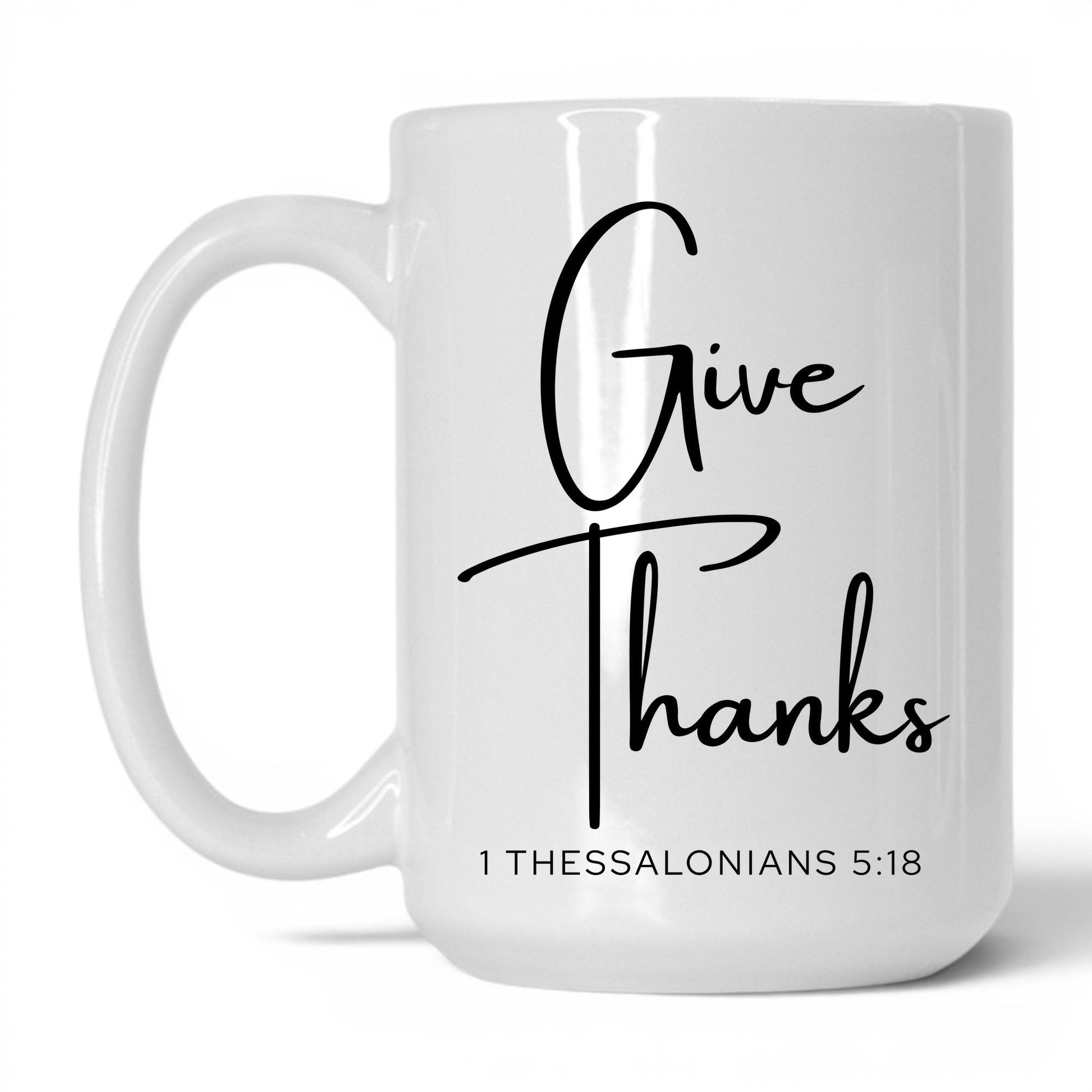 Give Thanks Mug – 15oz White/Pink Mug