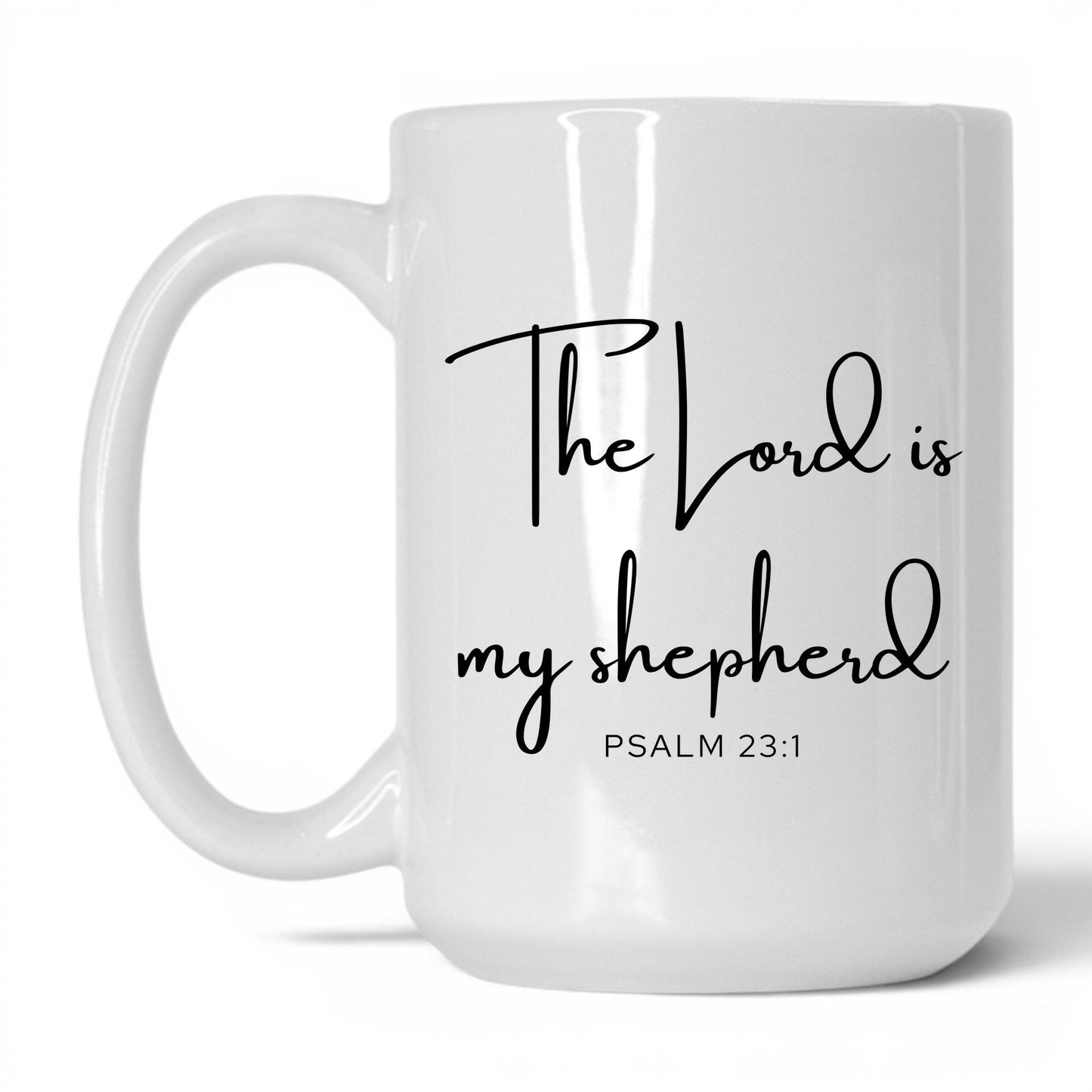The Lord Is My Shepherd Coffee Mug – 15oz White/Pink Mug