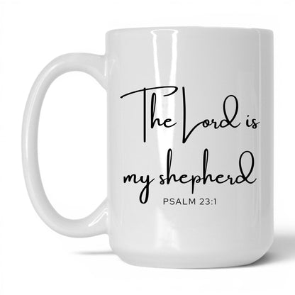 The Lord Is My Shepherd Coffee Mug – 15oz White/Pink Mug