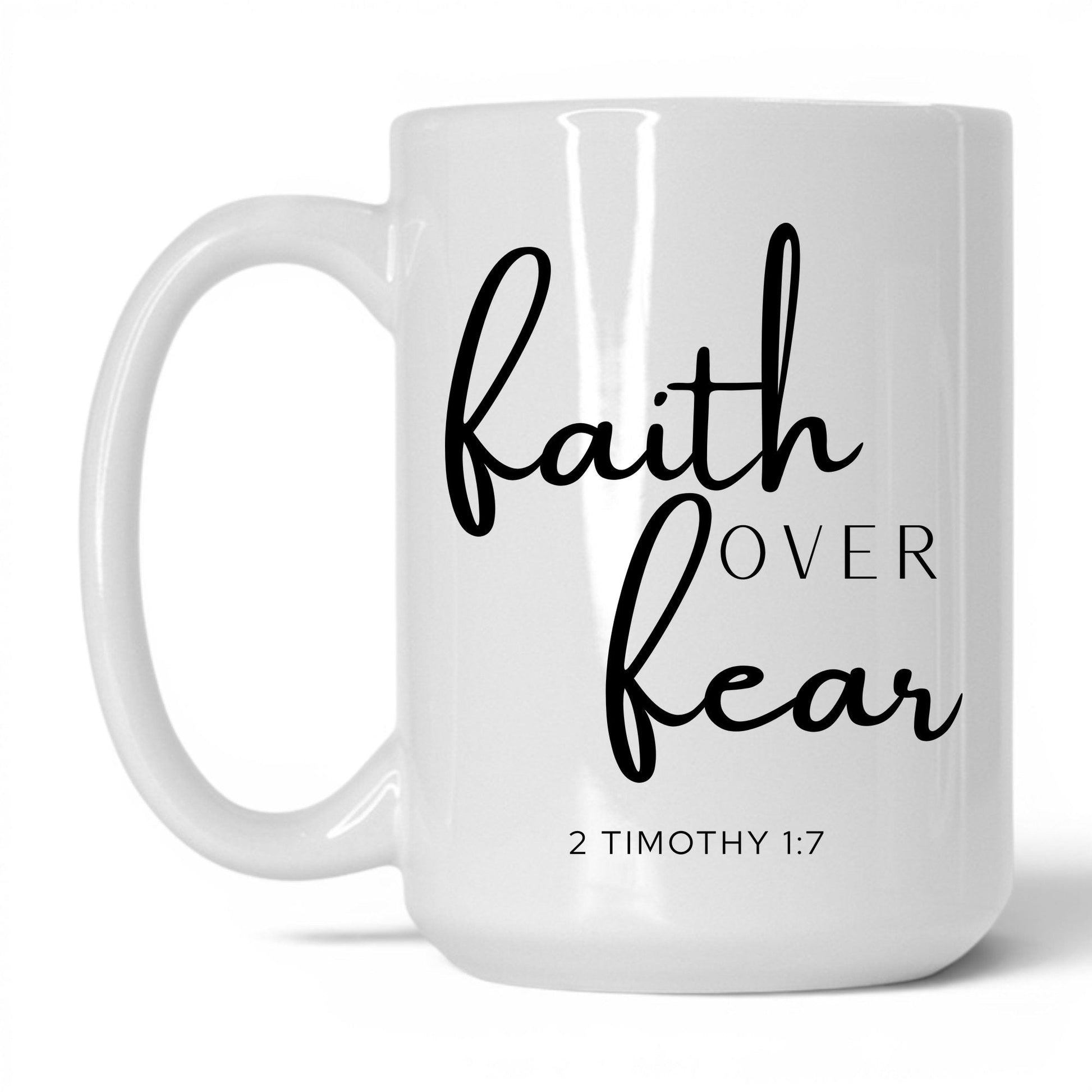 Faith Over Fear Mug – 15oz White/Pink Mug