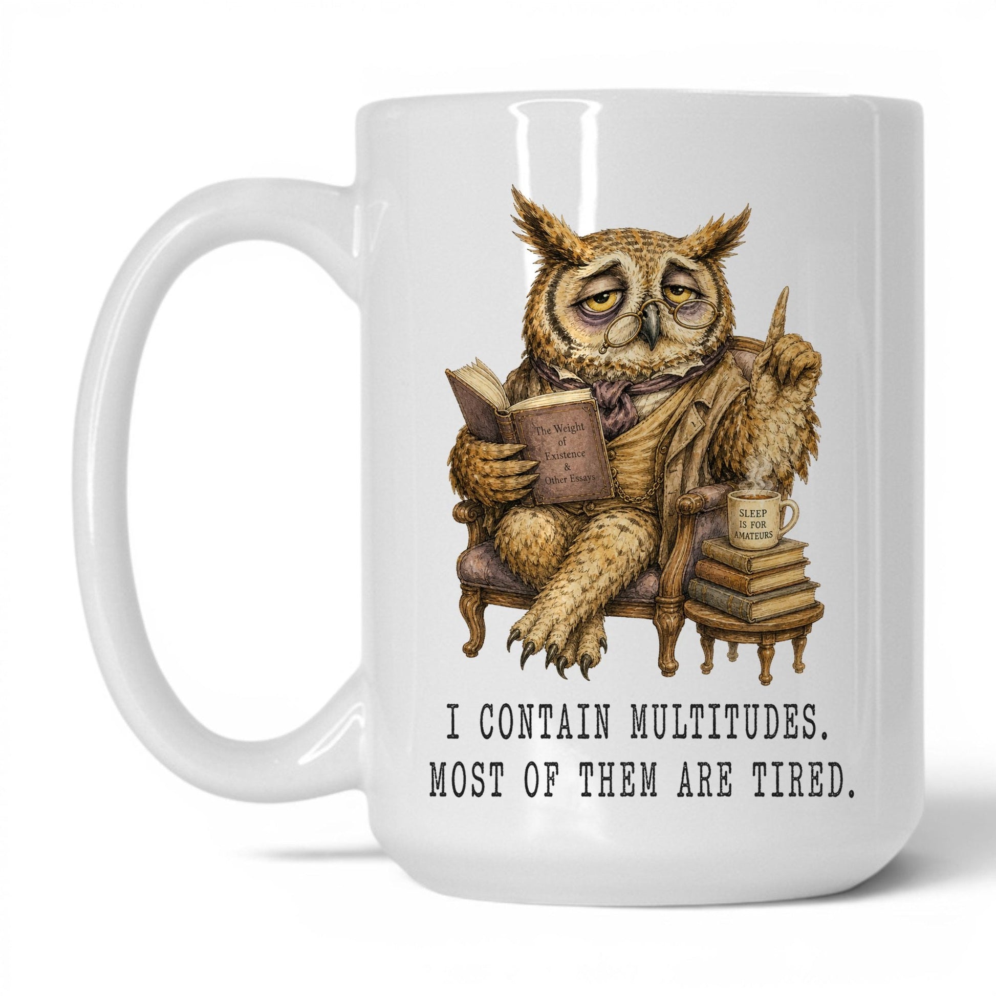 I Contain Multitudes Owl Mug – 15oz White Mug