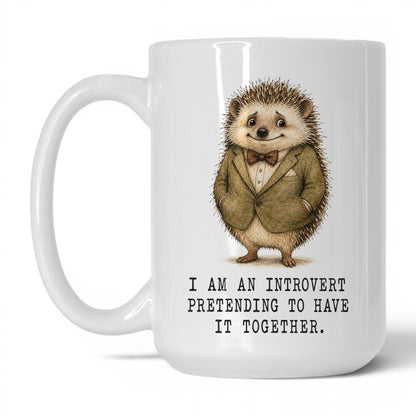 Introvert Pretending Hedgehog Mug – 15oz White Mug