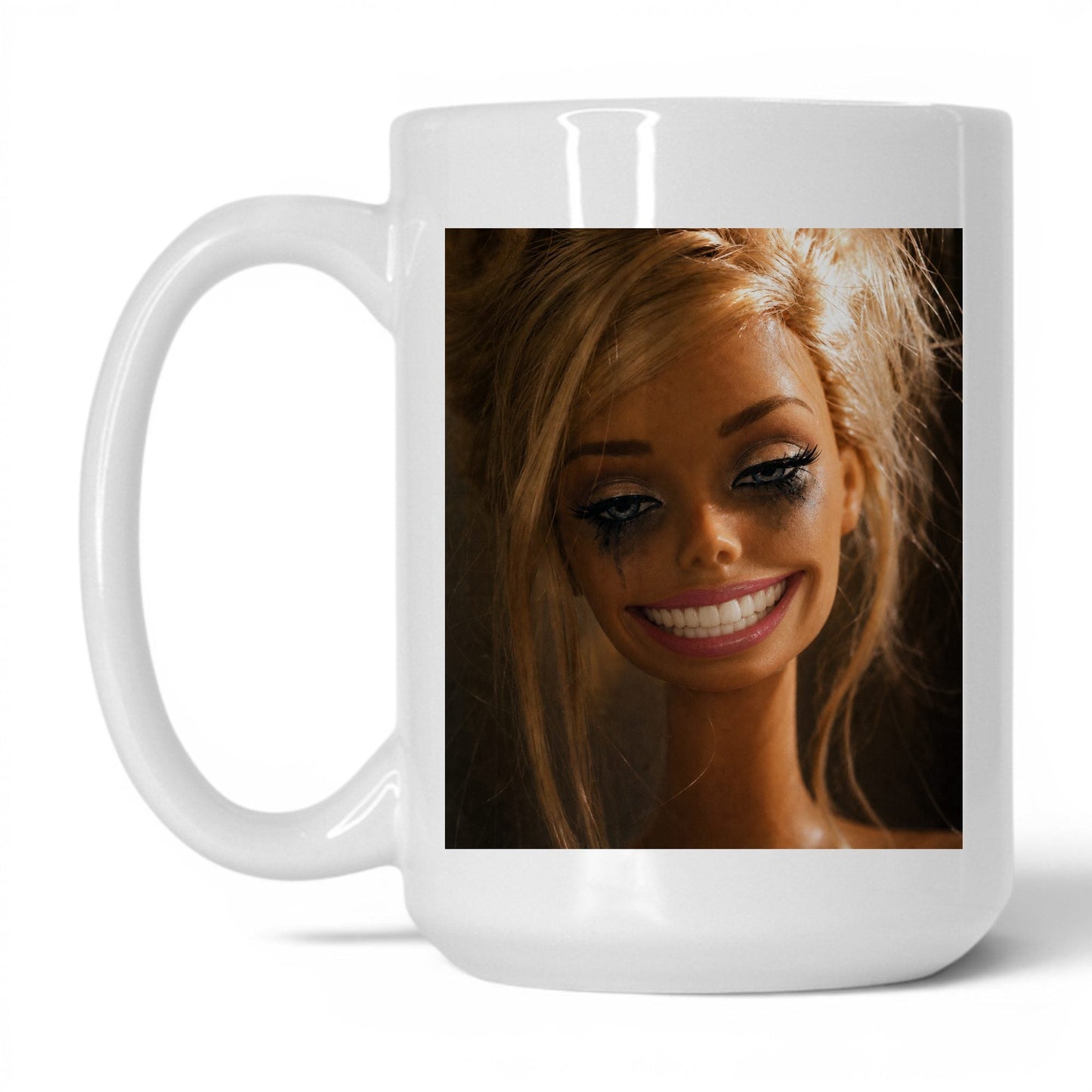 Fake Happy Doll Face Coffee Mug