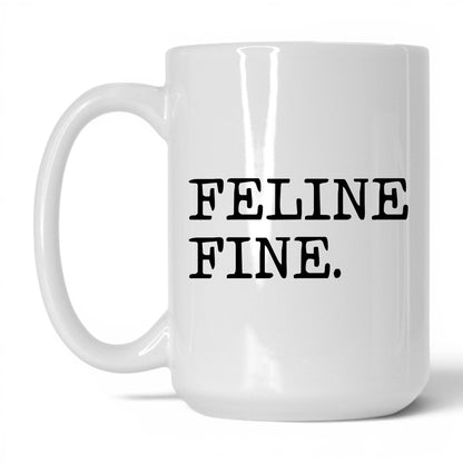 Feline Fine 15oz white coffee mug