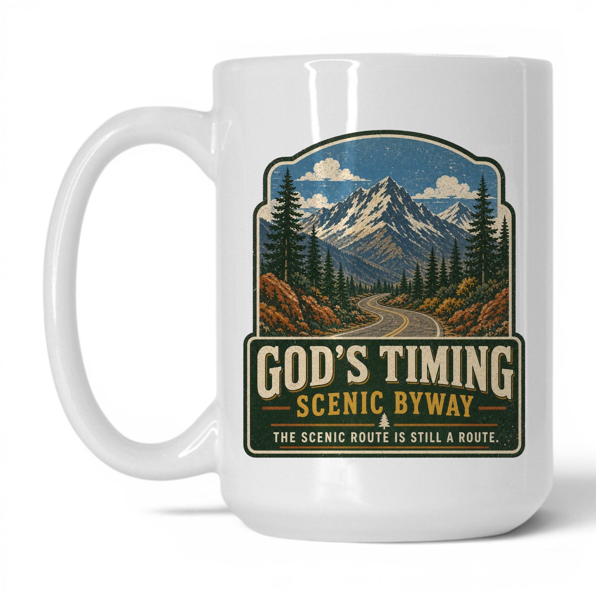 God's Timing Scenic Byway Mug – 15oz White Mug