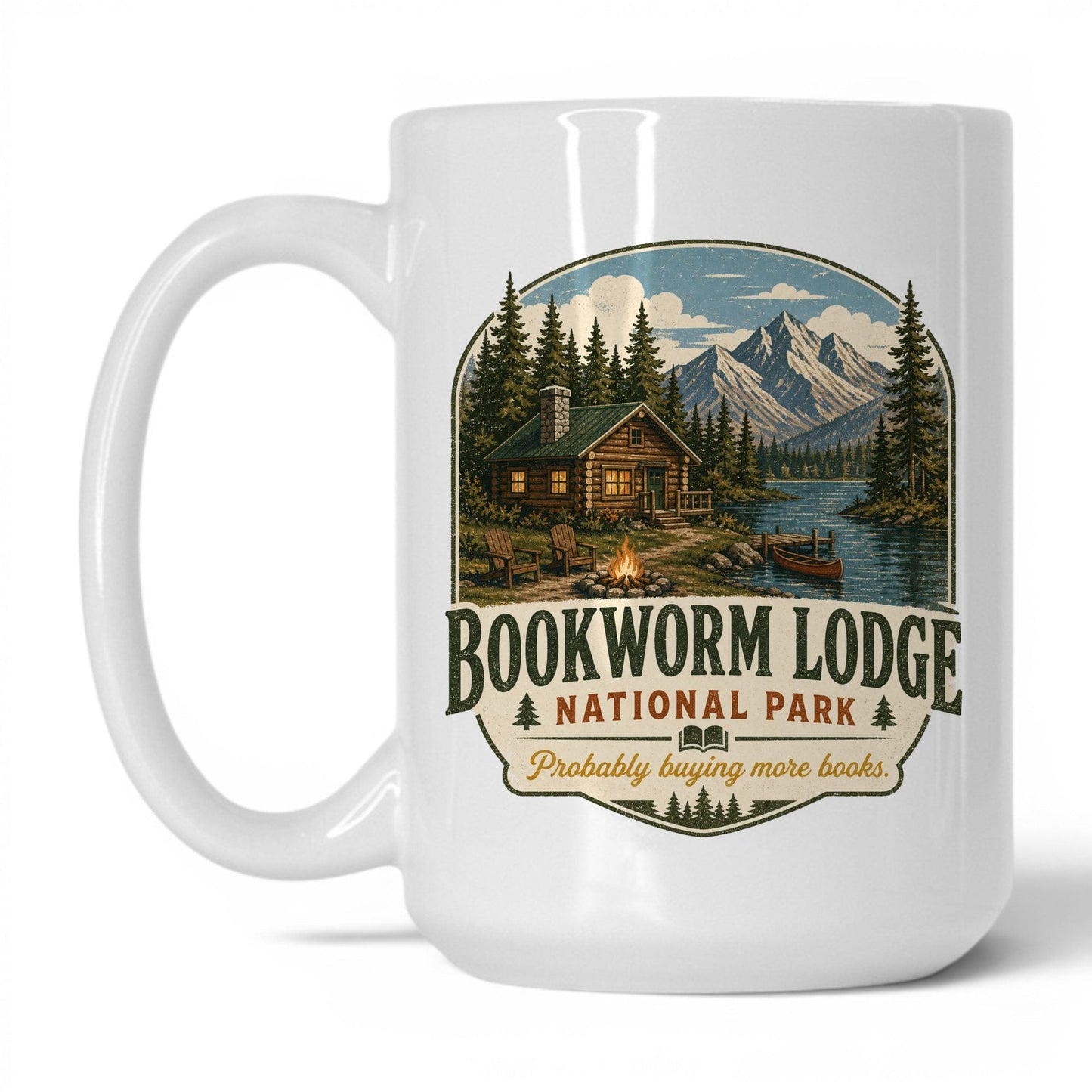 Bookworm Lodge National Park Mug – 15oz White Mug