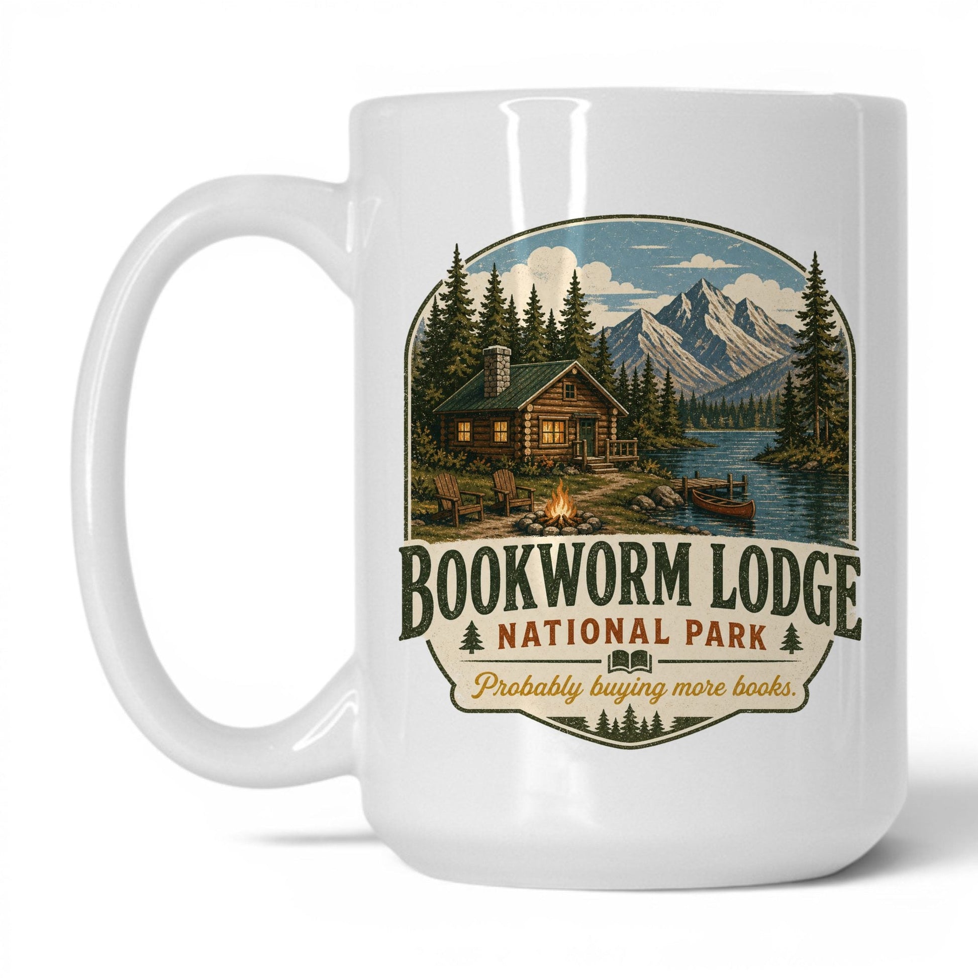 Bookworm Lodge National Park Mug – 15oz White Mug