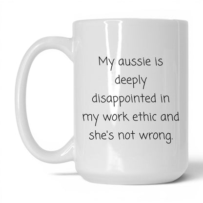 Disappointed Australian Shepherd Mug – 15oz White Mug