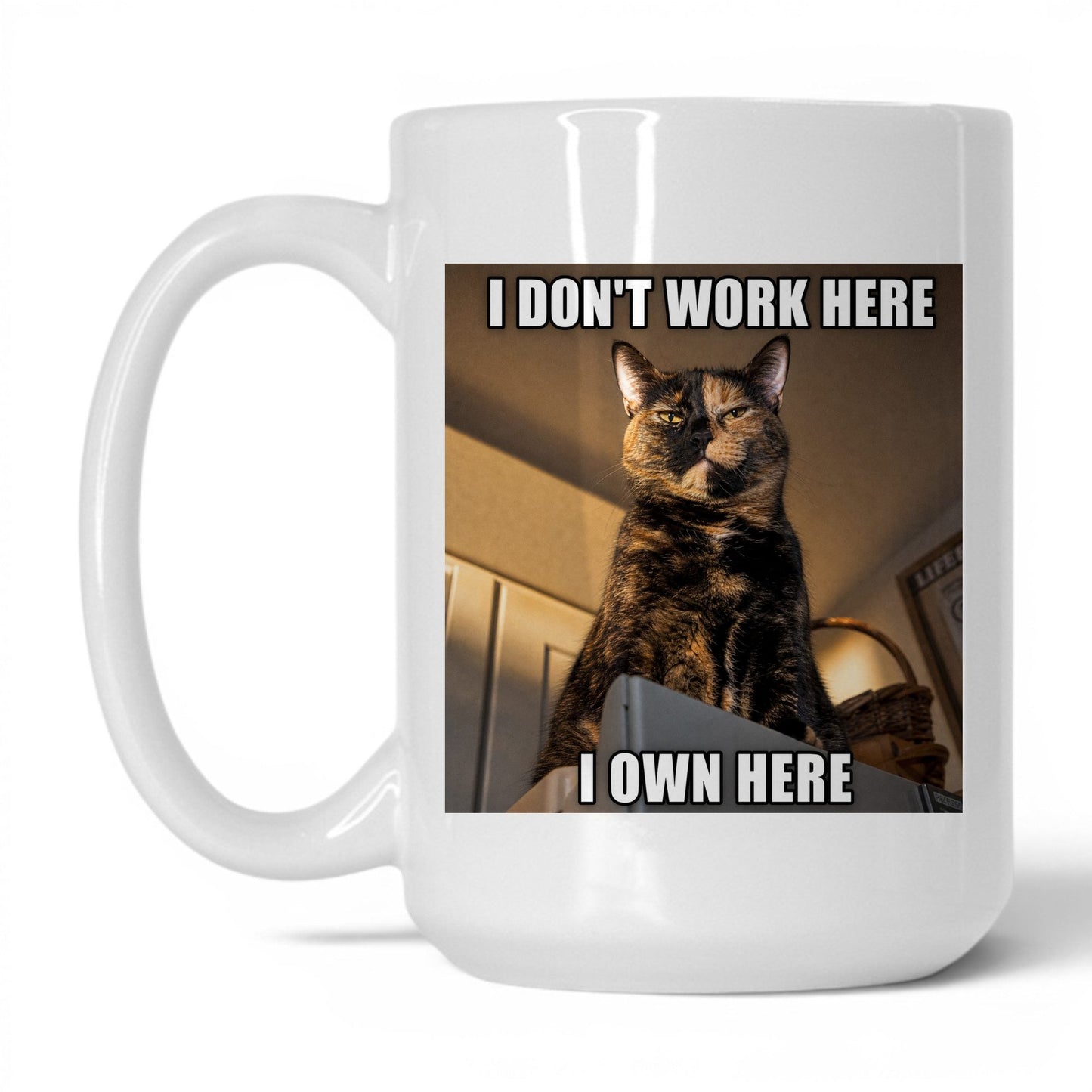 I Don't Work Here Cat Coffee Mug