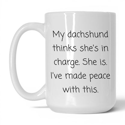 In Charge Dachshund Mug – 15oz White Mug