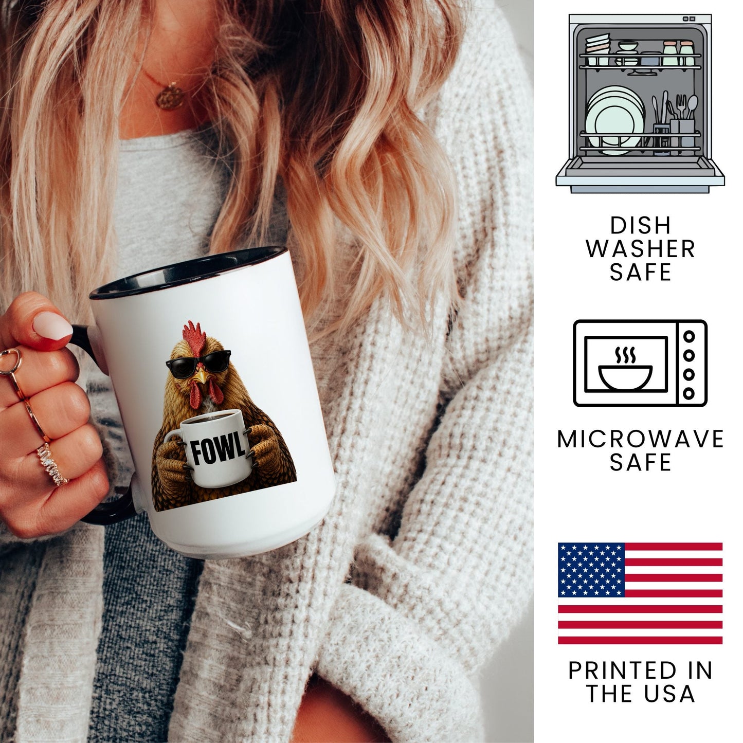 Chicken Fowl coffee mug — 3 key points