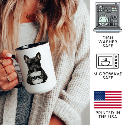 French Bulldog Batpig coffee mug — 3 key points