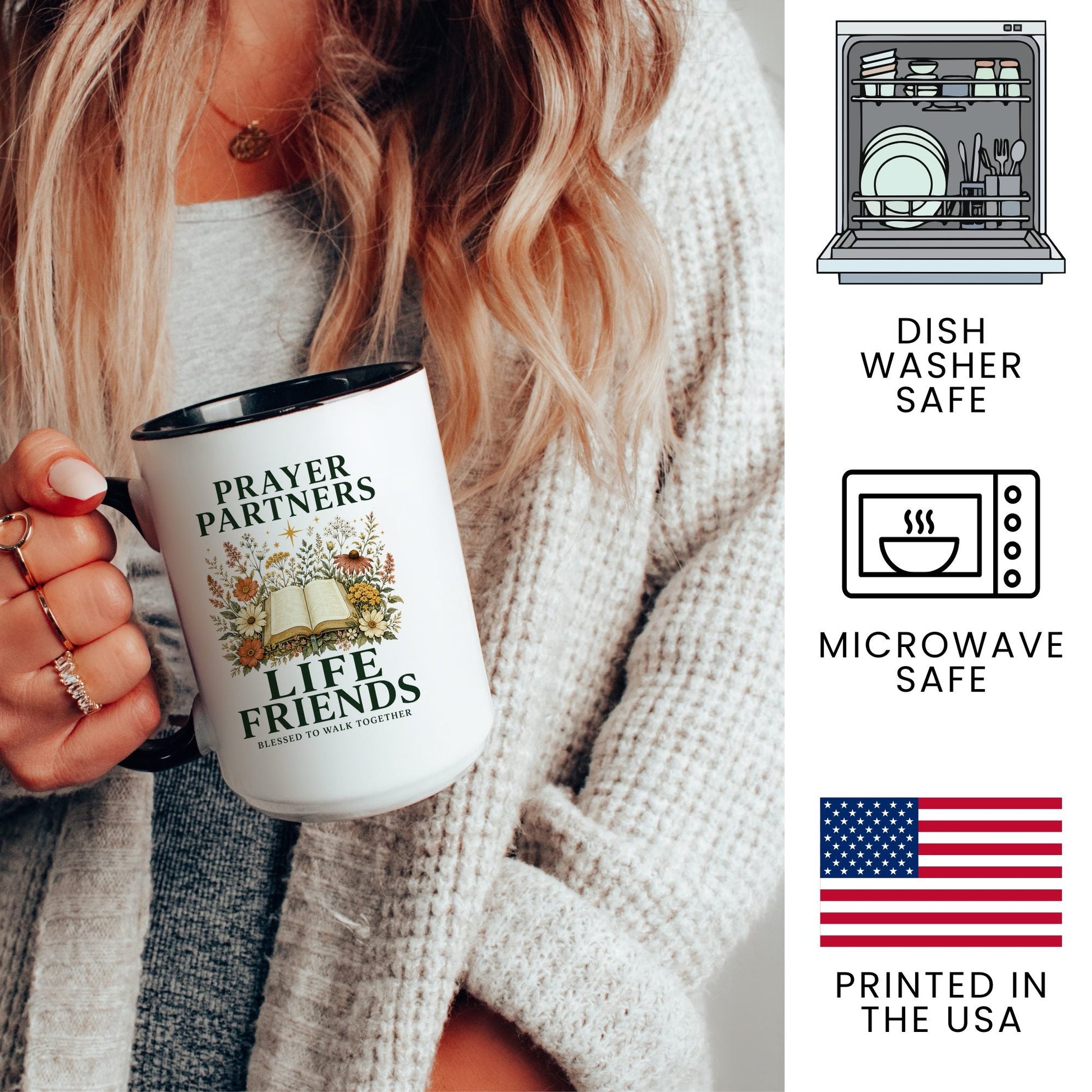Prayer Partners, Life Friends coffee mug – dishwasher safe, microwave safe