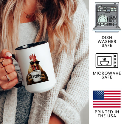 Rooster F-Caw-F coffee mug — 3 key points