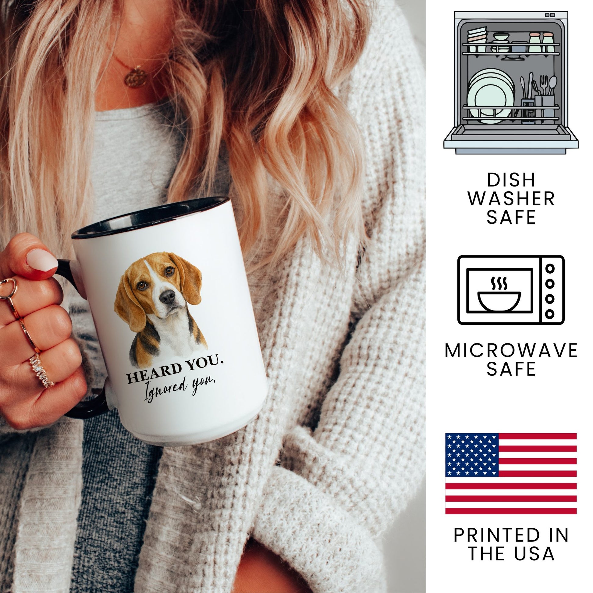 Beagle Heard You. Beagle Ignored You coffee mug — 3 key points