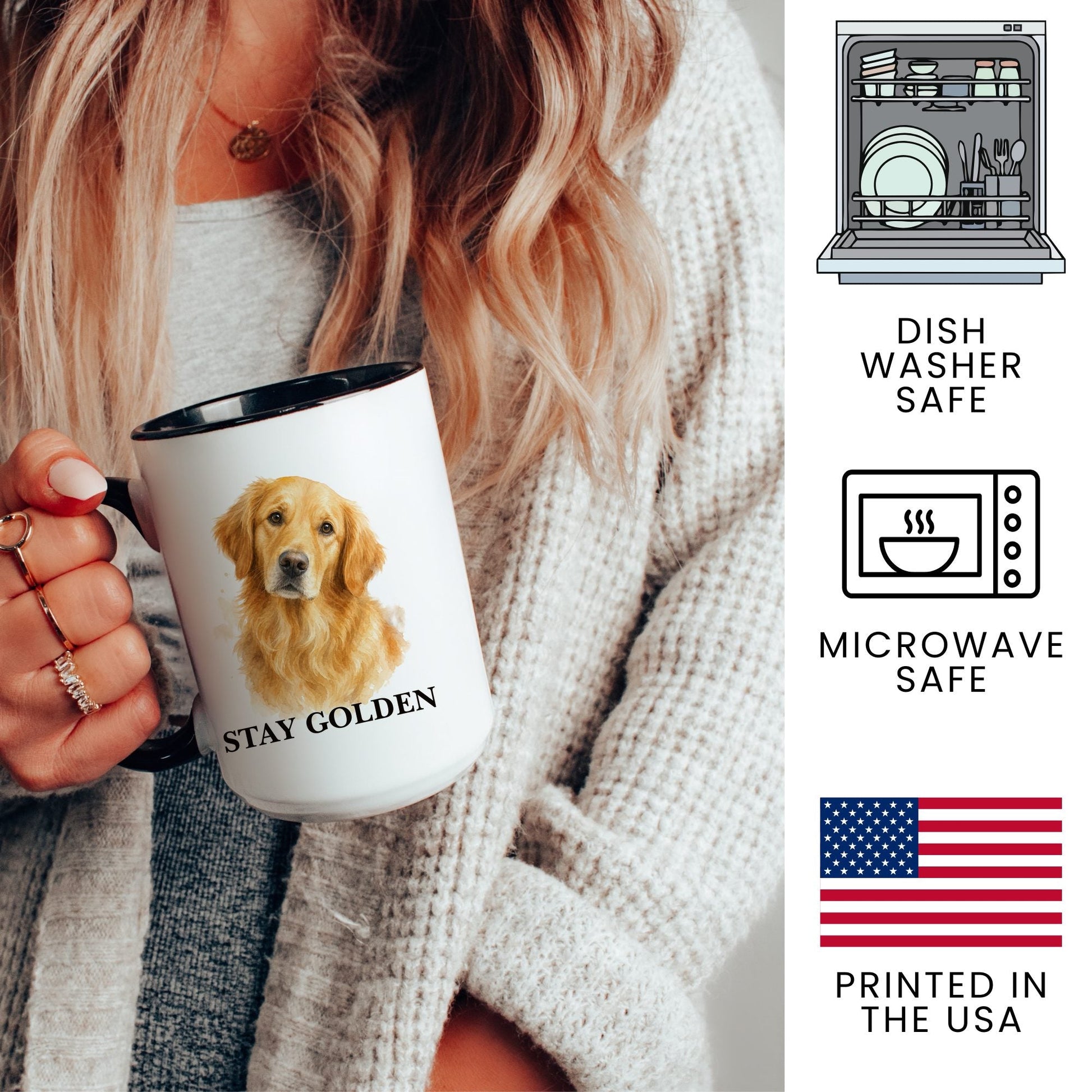Stay Golden coffee mug — 3 key points