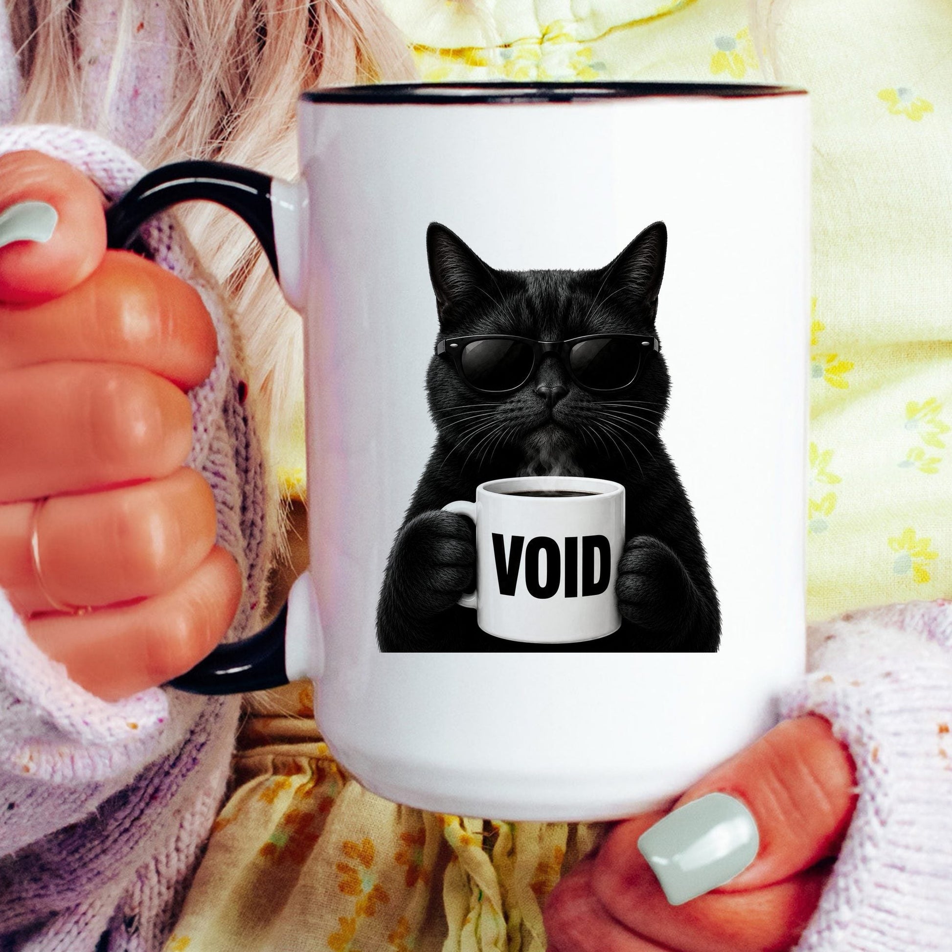 Black Cat Void coffee mug — model