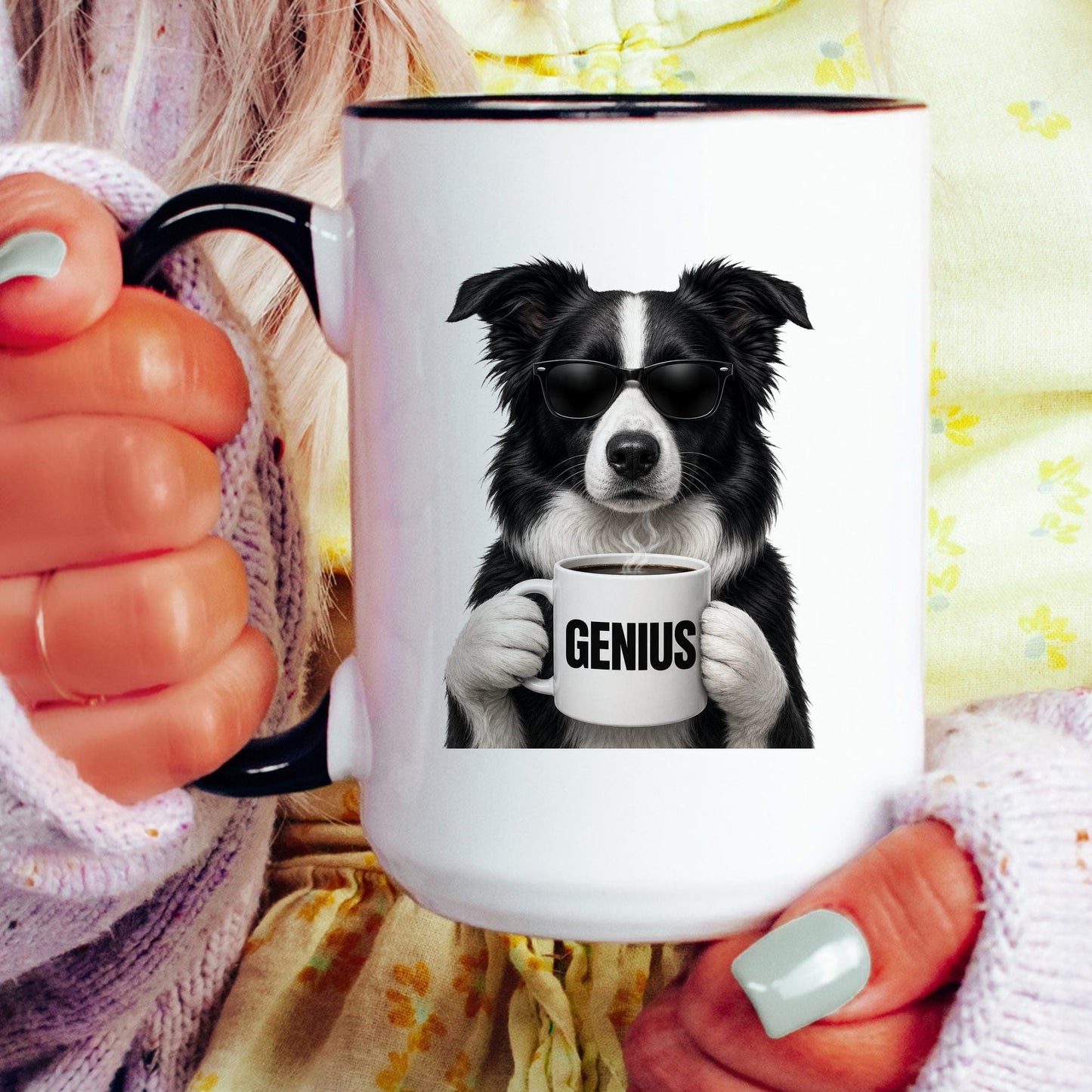 Border Collie Genius coffee mug — model