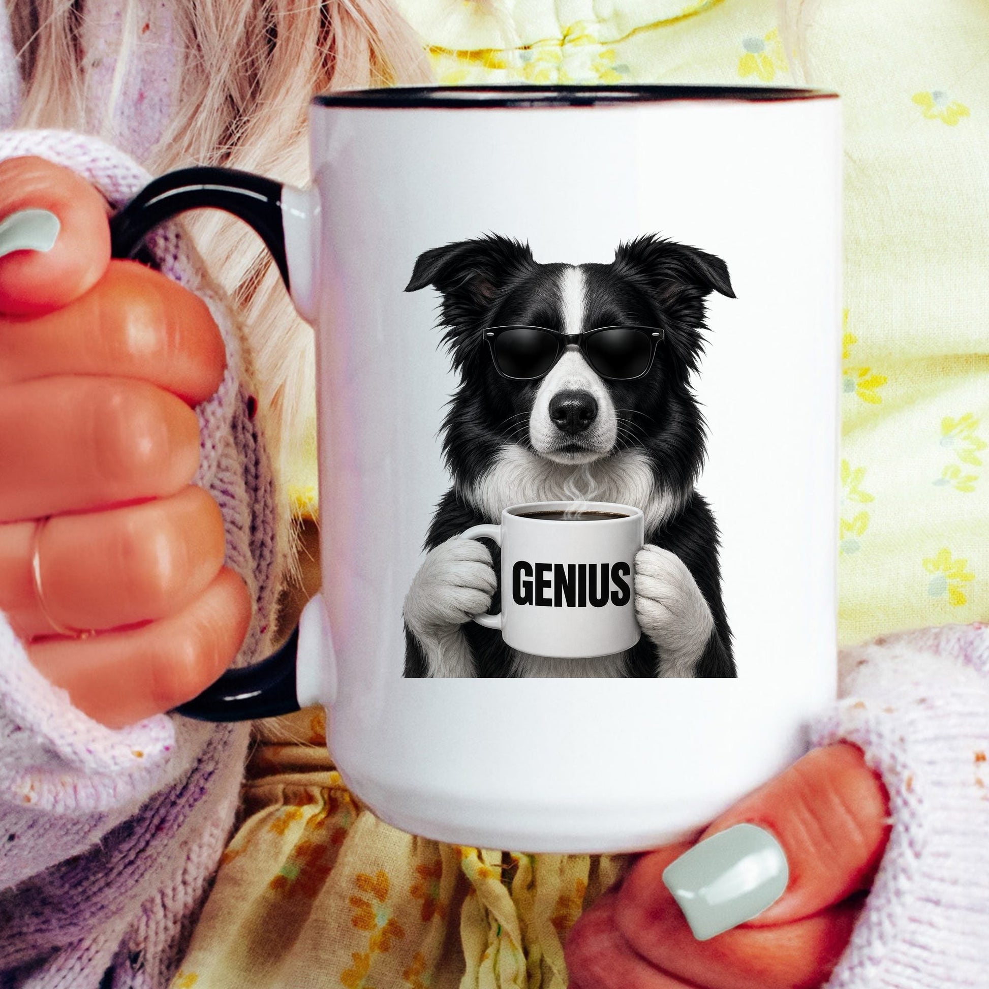 Border Collie Genius coffee mug — model