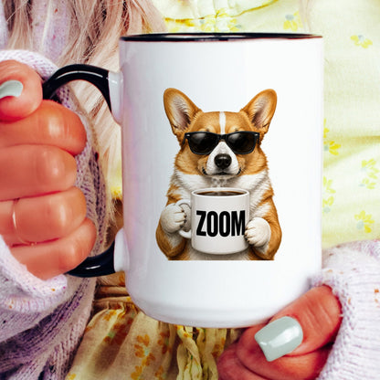Corgi Zoom coffee mug — model