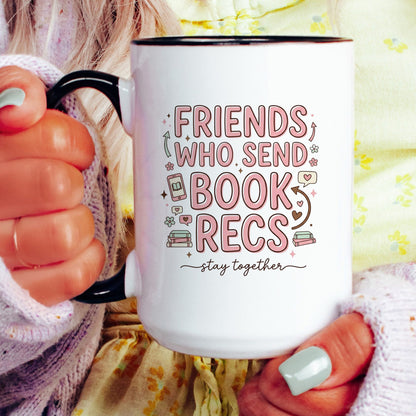 Friends Who Send Book Recs doodle coffee mug — lifestyle
