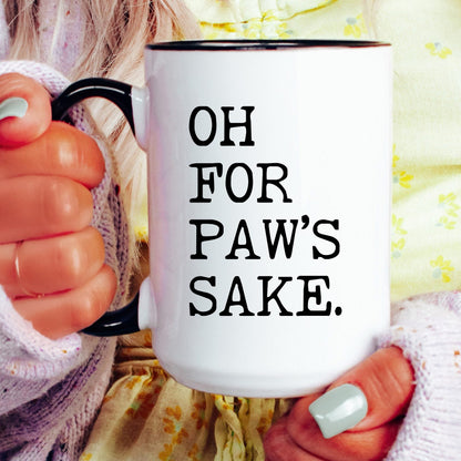 Oh for Paw’s Sake coffee mug held by a model