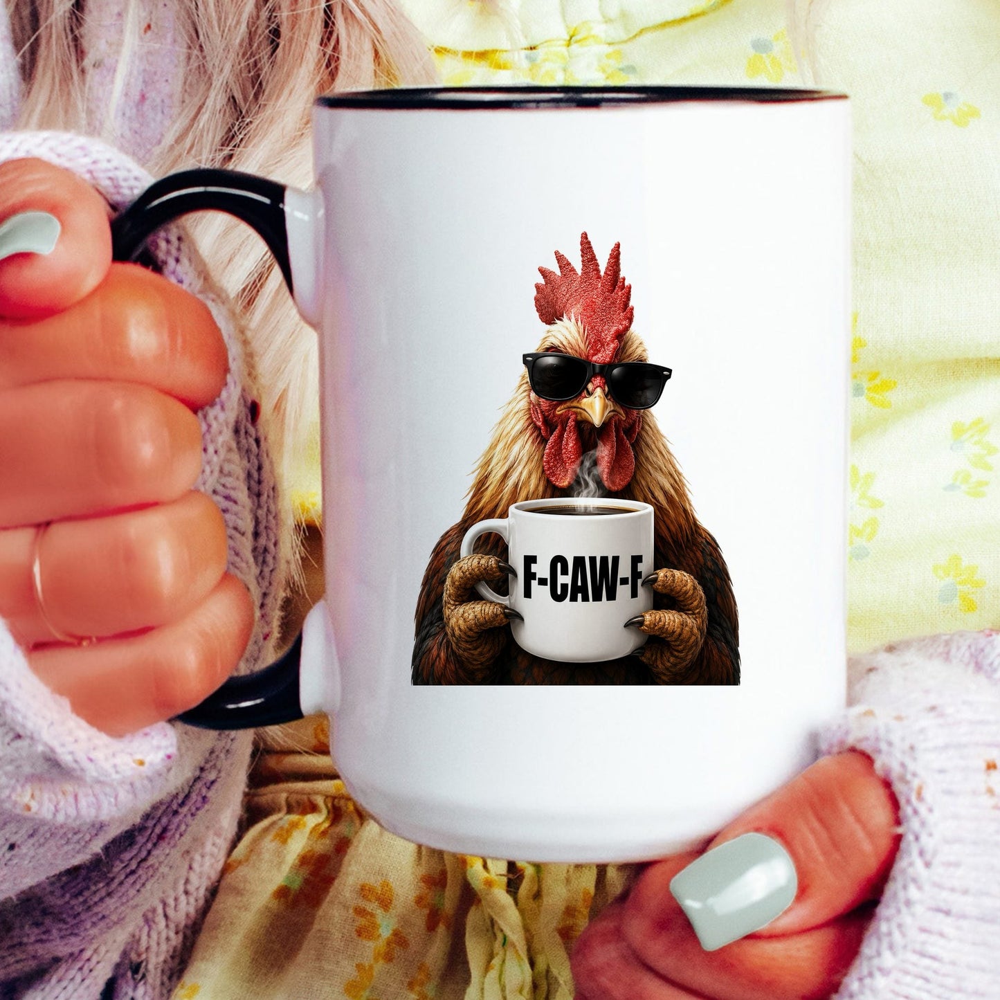 Rooster F-Caw-F coffee mug — model