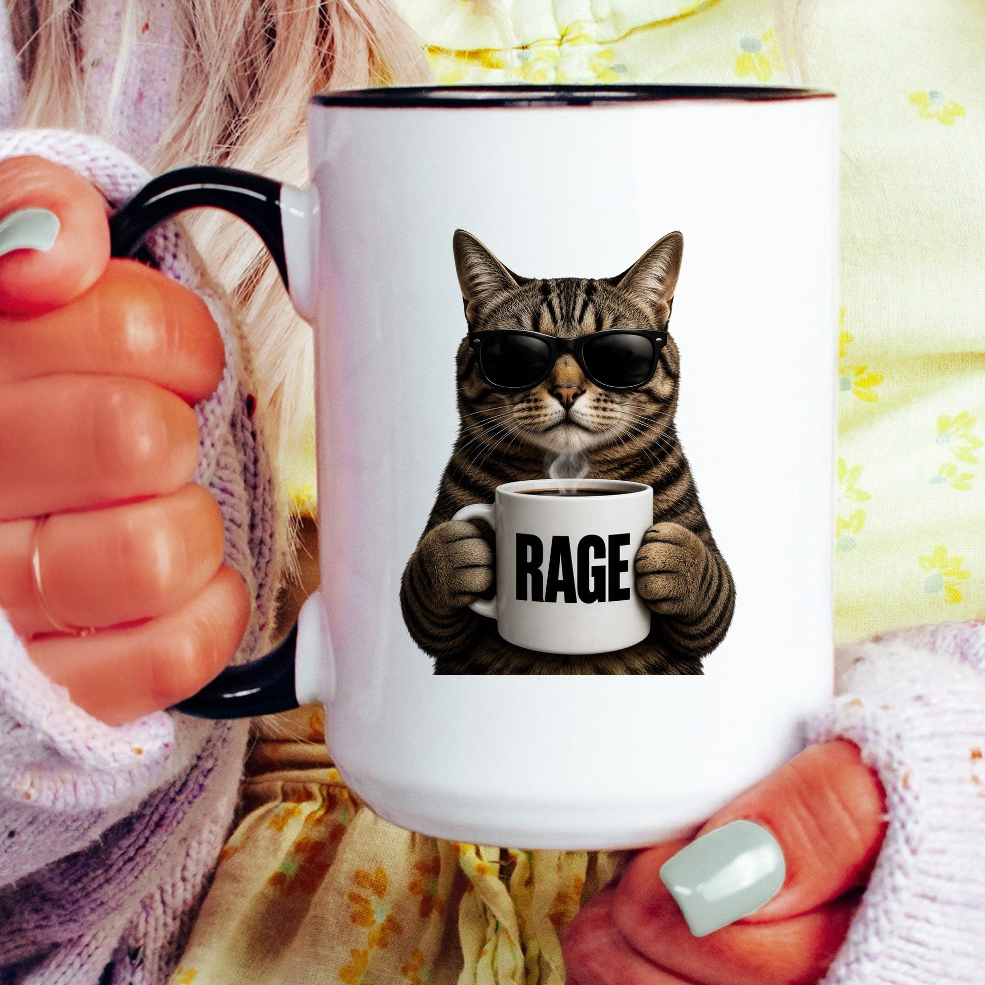 Tabby Cat Rage coffee mug model