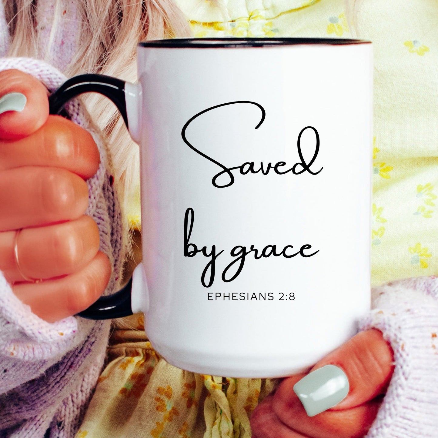 Saved by grace Ephesians 2:8 Christian coffee mug