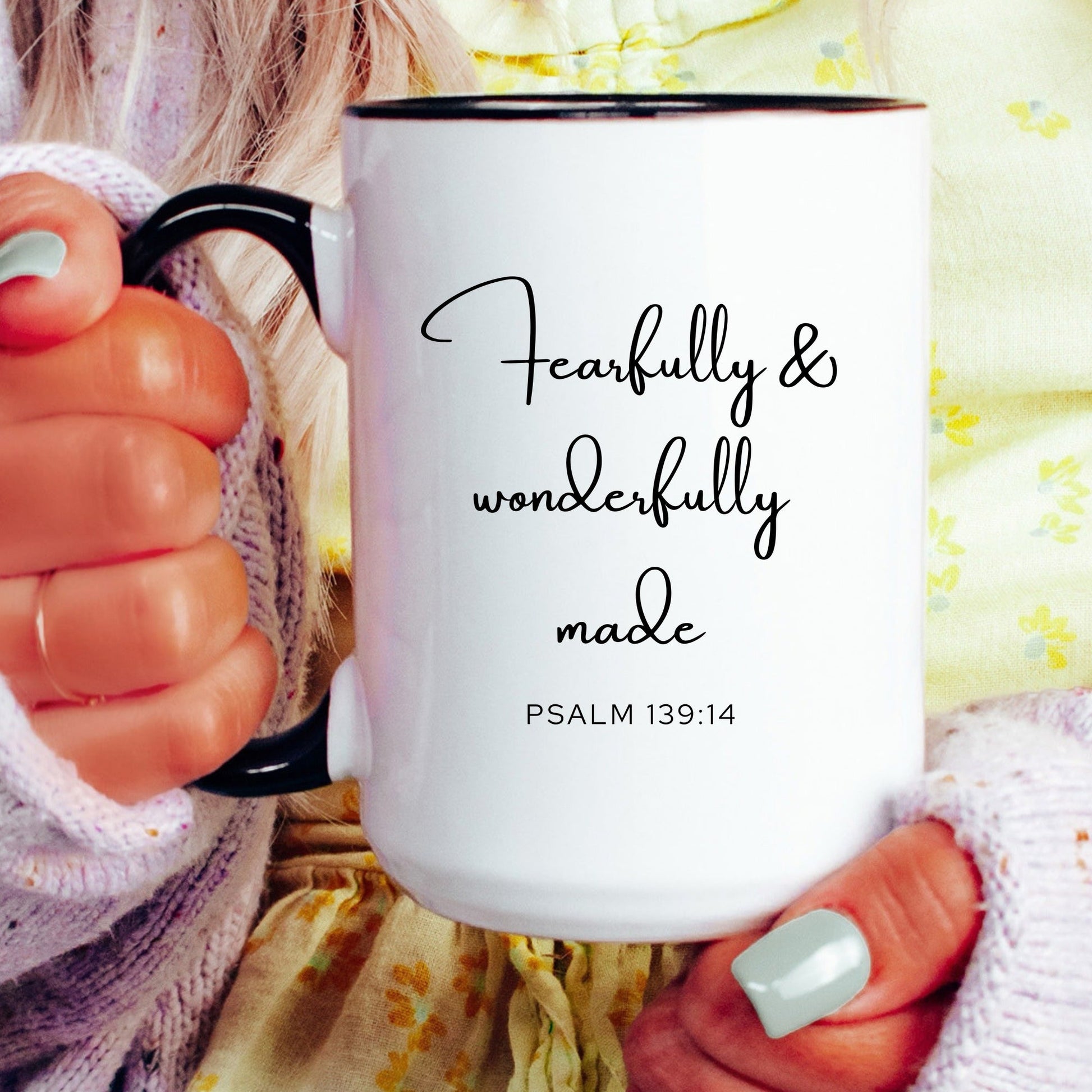 Fearfully and wonderfully made Psalm 139:14 Christian coffee mug