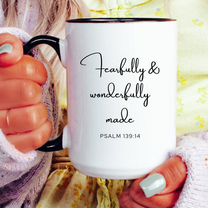 Fearfully and wonderfully made Psalm 139:14 Christian coffee mug