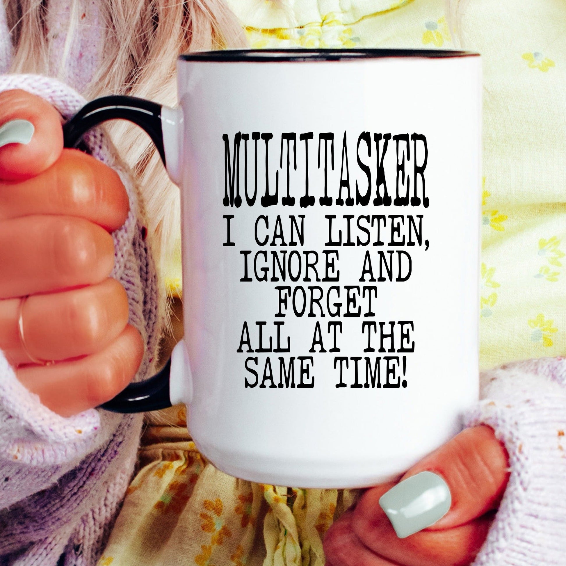 Funny multitasker coffee mug lifestyle