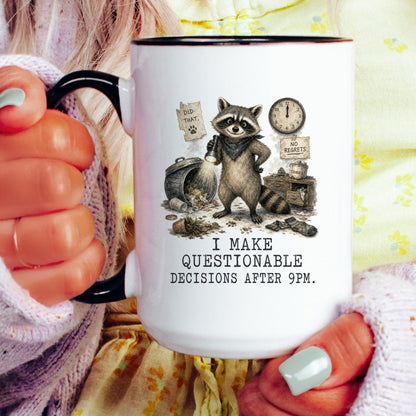 Lifestyle Photo #4 Questionable Decisions Raccoon Mug
