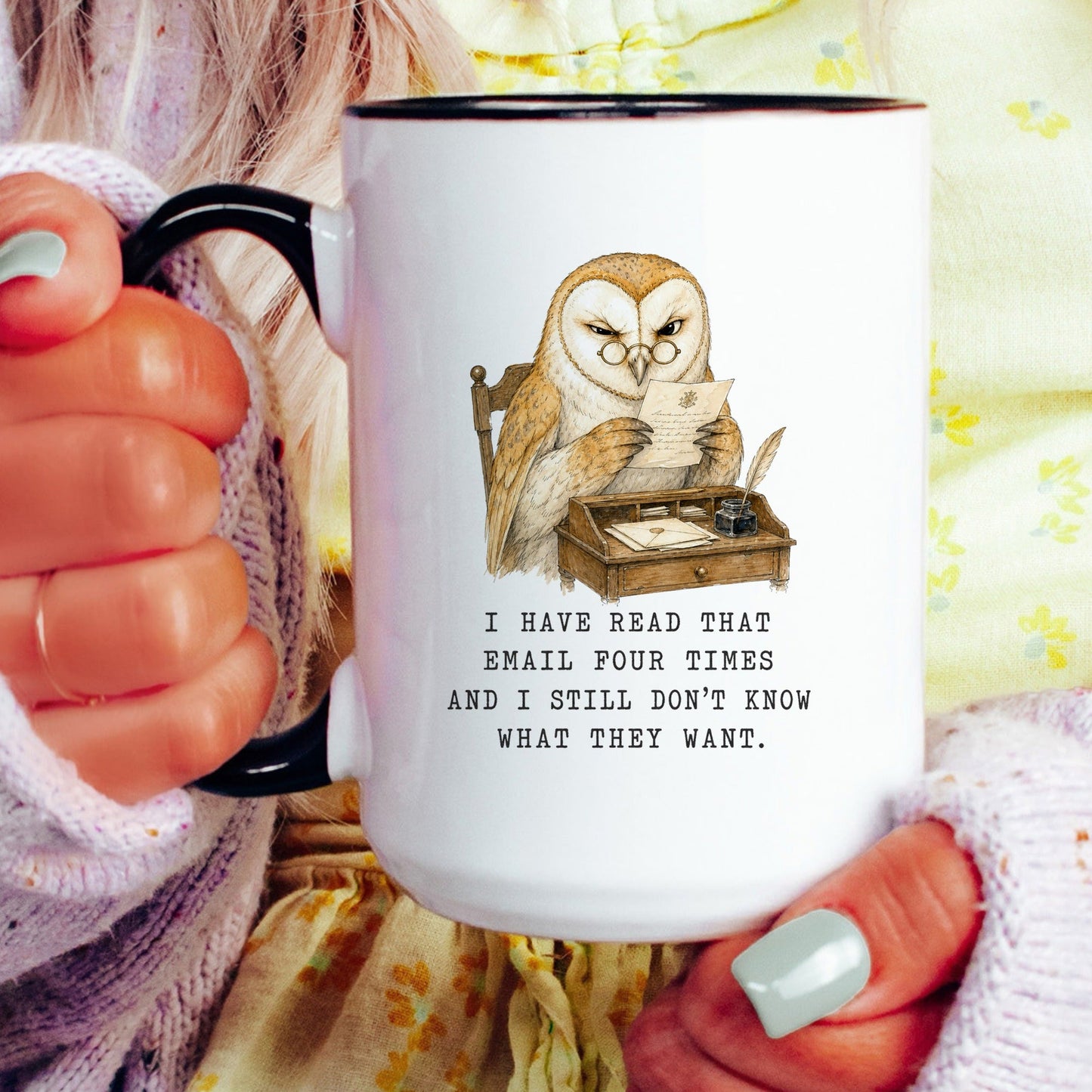 Read That Email Four Times Owl Mug