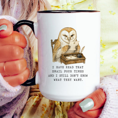 Read That Email Four Times Owl Mug